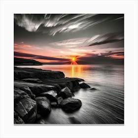 Sunset Over The Ocean 3 Canvas Print