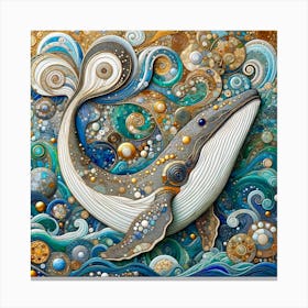 Whales in the style of Collage 1 Canvas Print