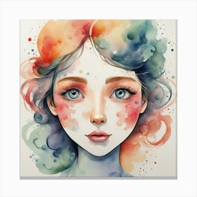 Watercolor Of A Girl 21 Canvas Print