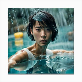 Asian Woman In Water Canvas Print