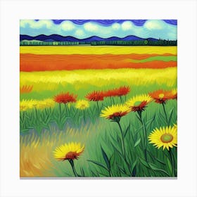 Field Of Sunflowers 6 Canvas Print