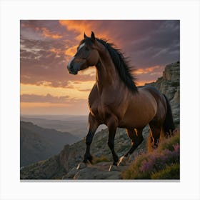 Horse At Sunset 9 Canvas Print