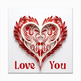 Red Heart Valentine Paper Art Canvas Print