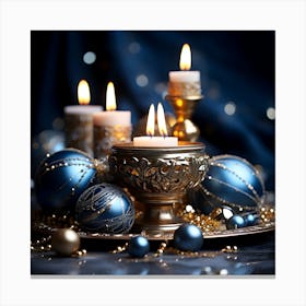Christmas Table With Candles Canvas Print