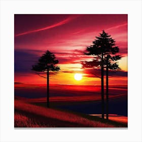 Sunset In The Field 12 Canvas Print