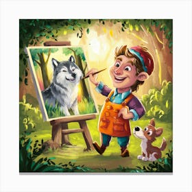 Wolf Artist Canvas Print