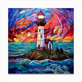 Maraclemente Stained Glass Lighthouse Vibrant Colors Beautiful 3 Canvas Print