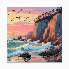 Ocean Sunset Beach Art Print (4) Canvas Print