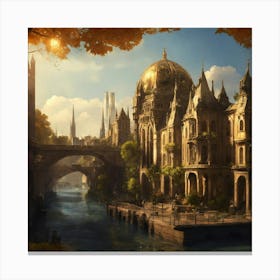 A Small Fantasy City With A Massive Gothic Inspire (13) Canvas Print