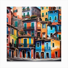 Colorful Houses In Italy Canvas Print