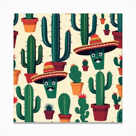 Mexican Cactus Pattern 1 Canvas Print