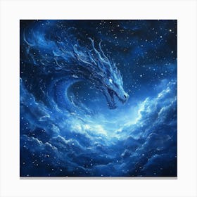 Blue Dragon In The Sky Art Canvas Print