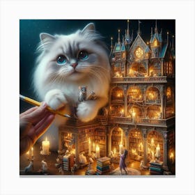 Cat In A Castle Canvas Print