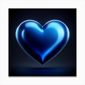 Blue Heart On Black Background Canvas Print