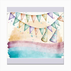 Watercolor Party Hats Canvas Print