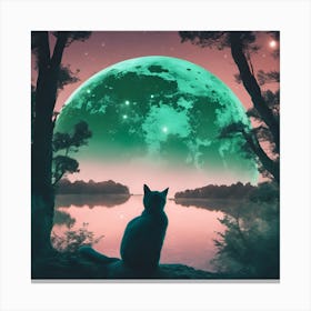 Catly For The Moon Canvas Print
