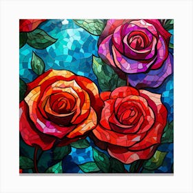 Stained Glass Roses 5 Canvas Print