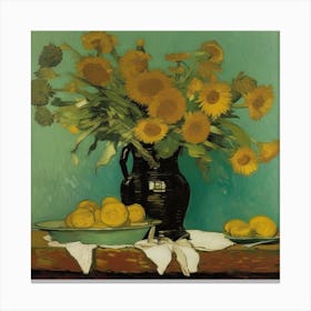 Sunflowers In A Vase , Van Gogh Still Life 1886 Canvas Print