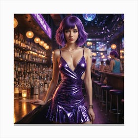 Sexy Girl In Purple Dress 3 Canvas Print