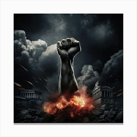 A Clenched Fist Raised In A Striking Gesture Of Protest Embodying Both The Power And Aggression Of (3) 2 Canvas Print