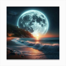 Full Moon Over The Ocean 11 Canvas Print