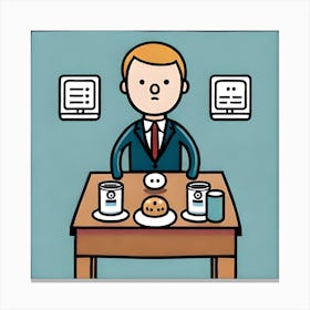 Businessman At Table Canvas Print