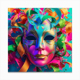 Carnival Mask With Colorful Ribbons Canvas Print