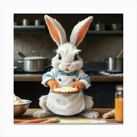 Bunny In Kitchen Canvas Print