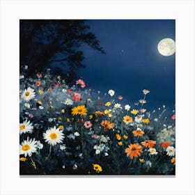 Moonlight In The Meadow Canvas Print