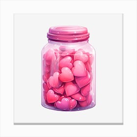Pink Hearts In A Jar 11 Canvas Print