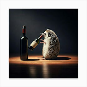 Hedgehog Drinking Wine Canvas Print