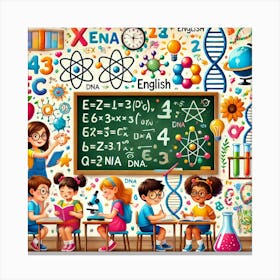 Learning In Action Wall Art A Fun And Engaging Classroom Scene To Inspire Curiosity And Joy In Students, Perfect For Schools Or Study Rooms Art Print Canvas Print