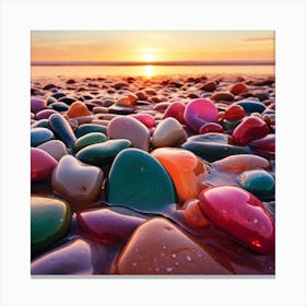 Pebbles At Sunset 2 Canvas Print