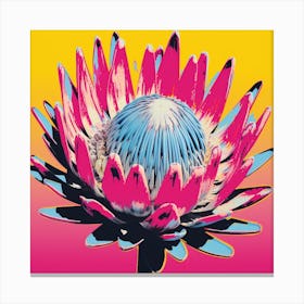 Andy Warhol Style Pop Art Flowers Protea 3 Square Canvas Print