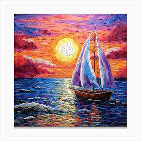 Sailboat At Sunset 8 Canvas Print