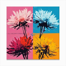 Andy Warhol Style Pop Art Flowers Asters 2 Square Canvas Print