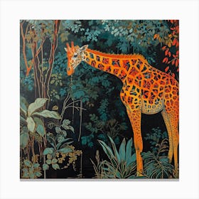 Giraffe In The Leaves Oil Painting Inspired 1 Canvas Print