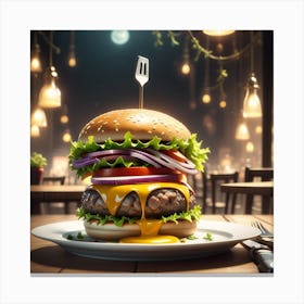 Burger In A Restaurant 17 Canvas Print