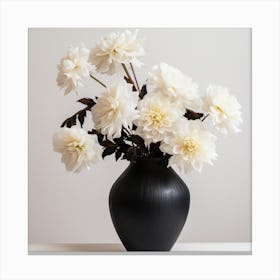 Black vase with flowers Canvas Print