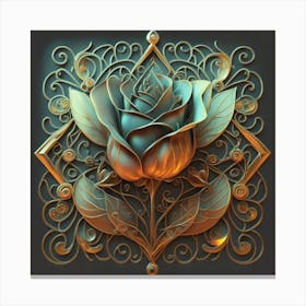 Stylized and intricate geometric black rose 3 Canvas Print
