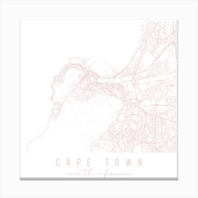 Cape Town South Africa Light Pink Minimal Street Map Square Canvas Print