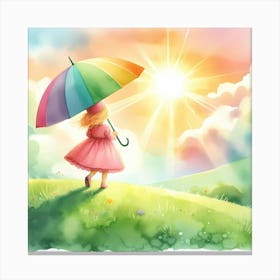 Little Girl With Umbrella Canvas Print