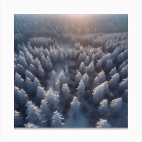Winter Forest With Visible Horizon And Stars From Above Drone View Unreal Engine Greg Rutkowski (1) Canvas Print