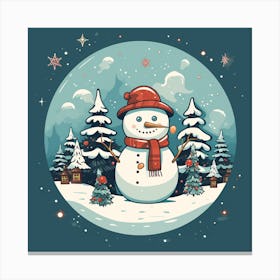 Snowman In The Snow 10 Canvas Print