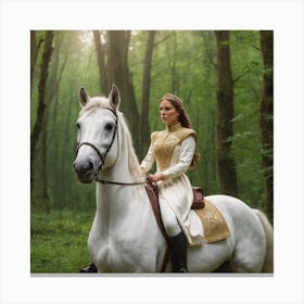 White Horse In The Woods Canvas Print