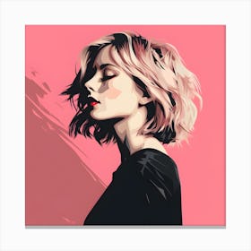 Punk Woman In Pink And Black 4 Canvas Print