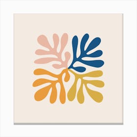 Colorful Leaves Inspired By Matisse Square Canvas Print
