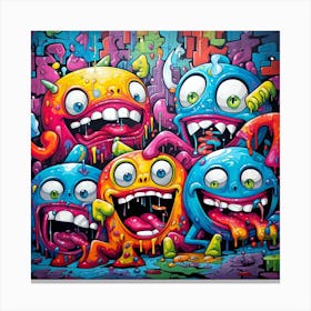 Monsters Graffiti Art for wall decor 3 Canvas Print
