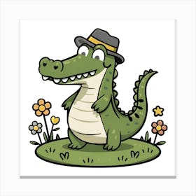 Alligator In Hat Canvas Print
