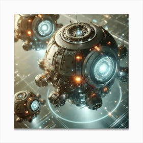 A Close Up Sci Fi Scene Horizon Carrier Fighter Drones Canvas Print